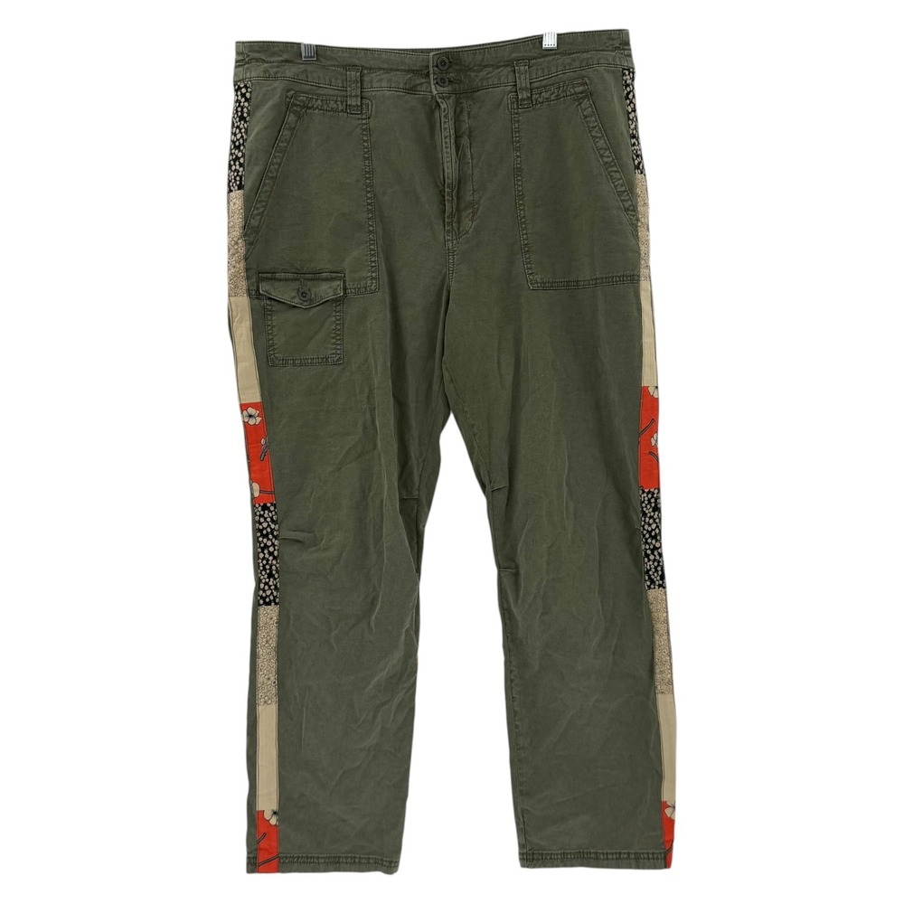 Anthropologie The Wanderer Side Striped Cargo Pants Olive Green Patchwork 32